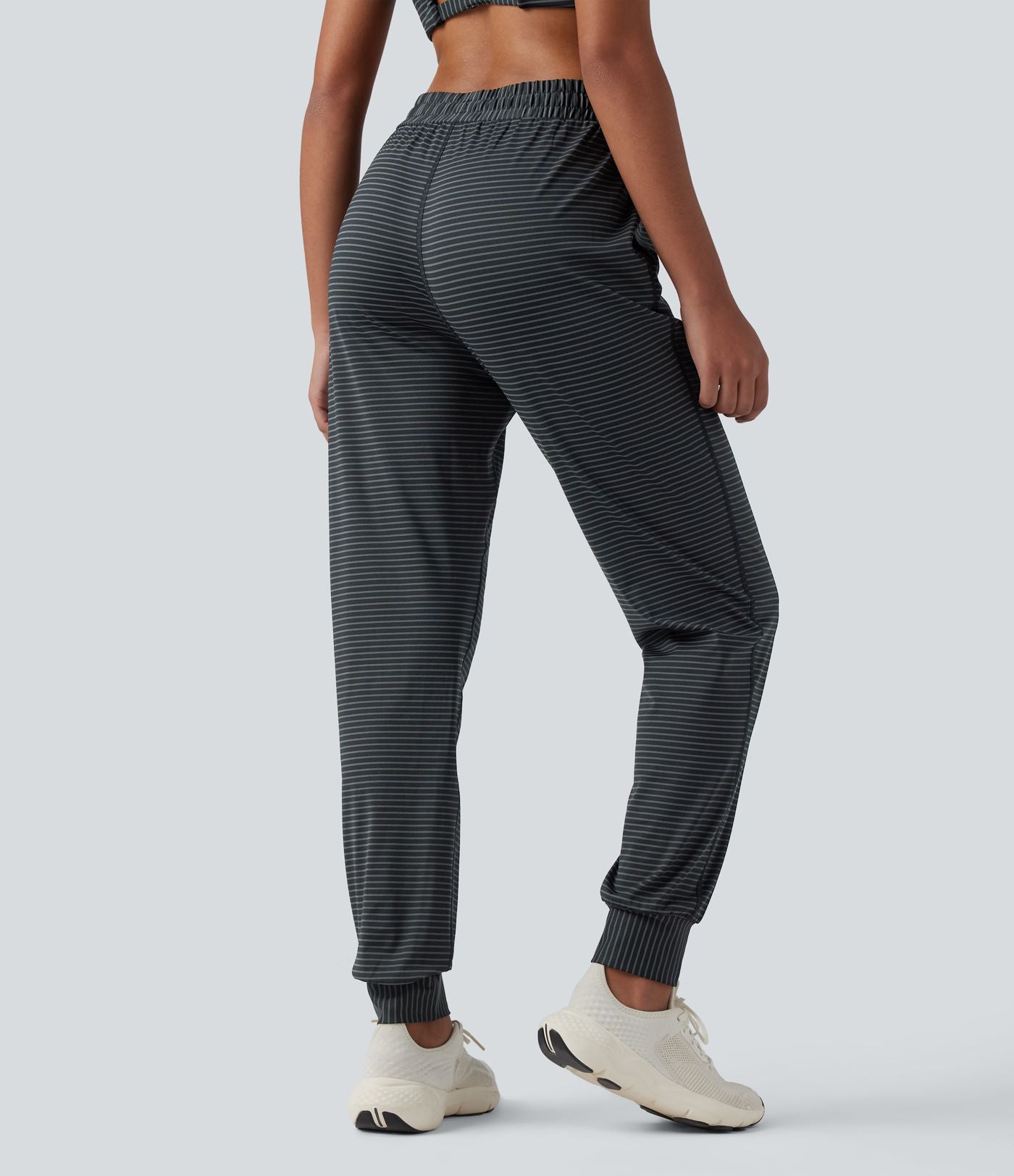 Jogging yoga taille moyenne avec cordon de serrage à rayures avec poches