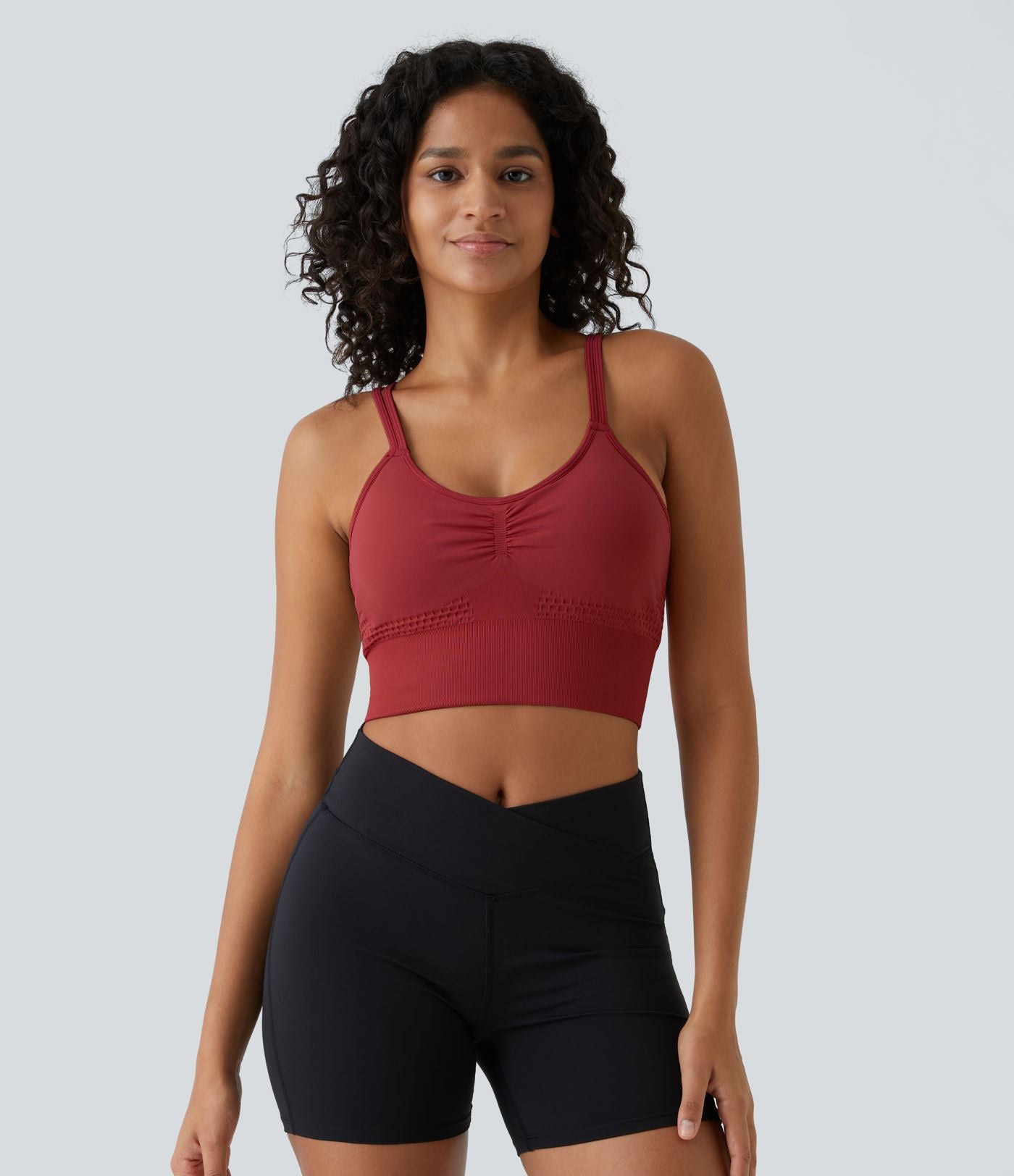 Brassière de sport maintien léger bretelles froncées doubles bonnets A-D OneForm Seamless Flow