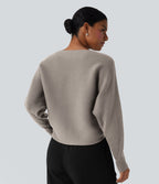 Pull décontracté col bateau manches chauve-souris