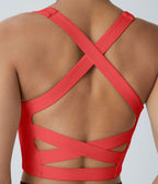 Débardeur yoga court SoftlyZero™ Airy col carré dos nu bretelles croisées effet frais InstantCool, bonnets A-C, protection solaire UPF50+