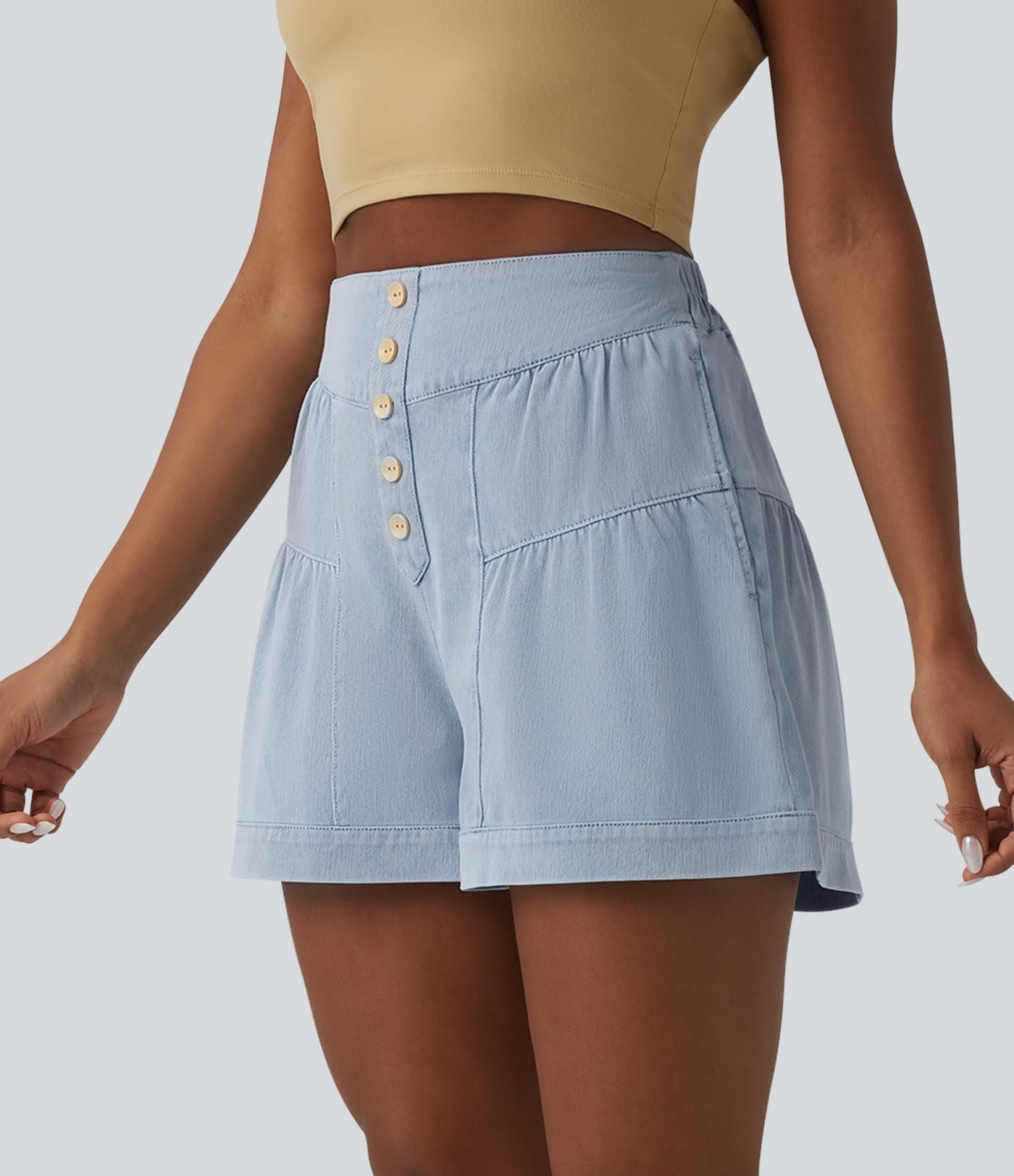 Short tailleur Halara Flex™ denim casual taille haute 7,5 cm avec poches