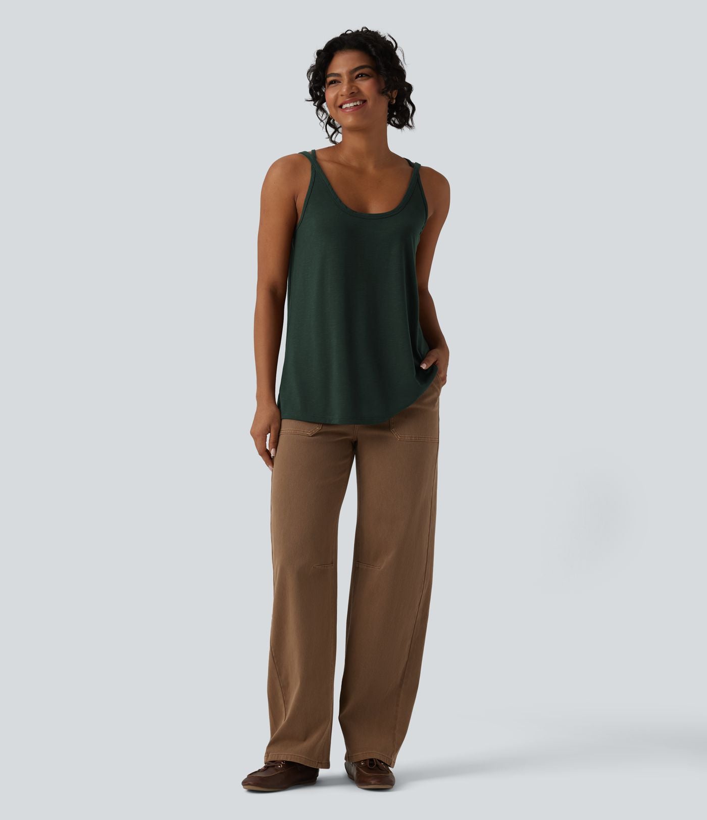 Débardeur casual col U coupe ample