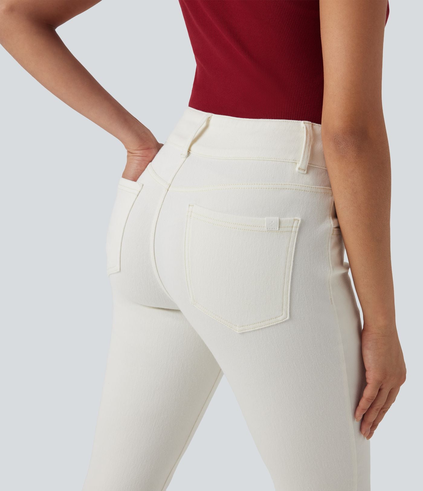 Halara Flex™ Jean skinny Casual Taille Haute Fermeture Éclair Boutonnés Plusieurs Poches Tricot Extensible