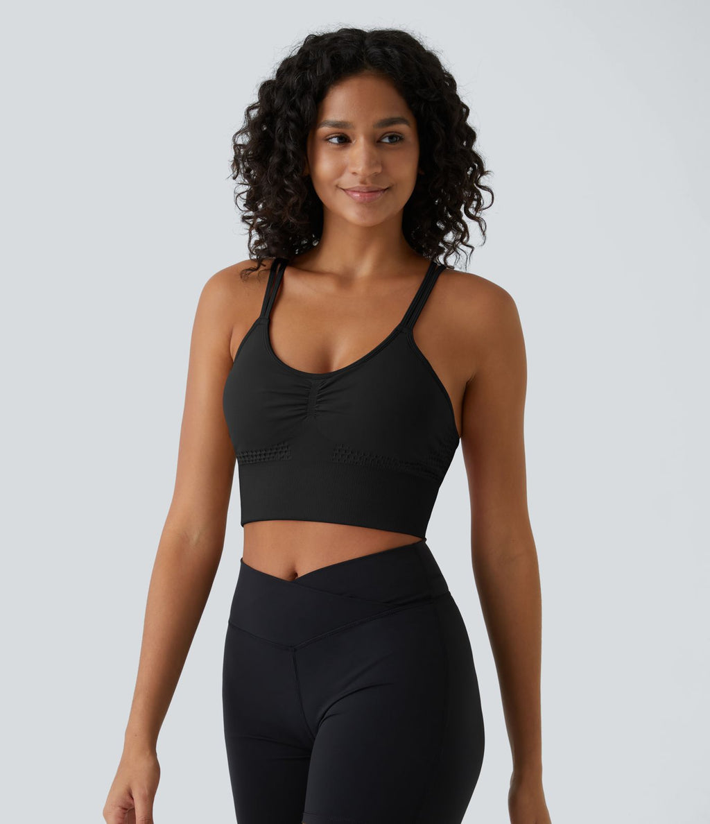 Brassière de sport maintien léger bretelles froncées doubles bonnets A-D OneForm Seamless Flow