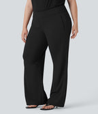 Pantalon tailleur évasé grande taille taille haute Halara Flex™ DayStretch avec poches zippées latérales