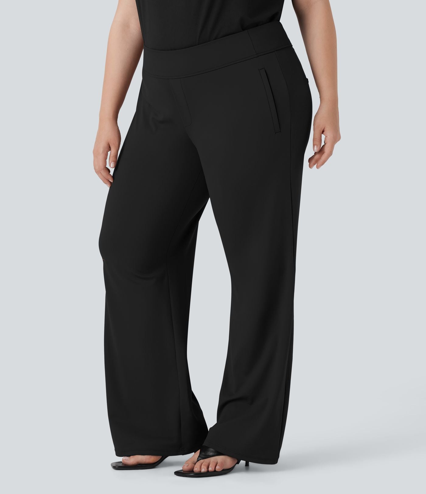 Pantalon tailleur évasé grande taille taille haute Halara Flex™ DayStretch avec poches zippées latérales