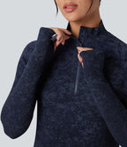 Haut de sport demi-zip à manches longues avec passants pouces sans couture OneForm Seamless Flow
