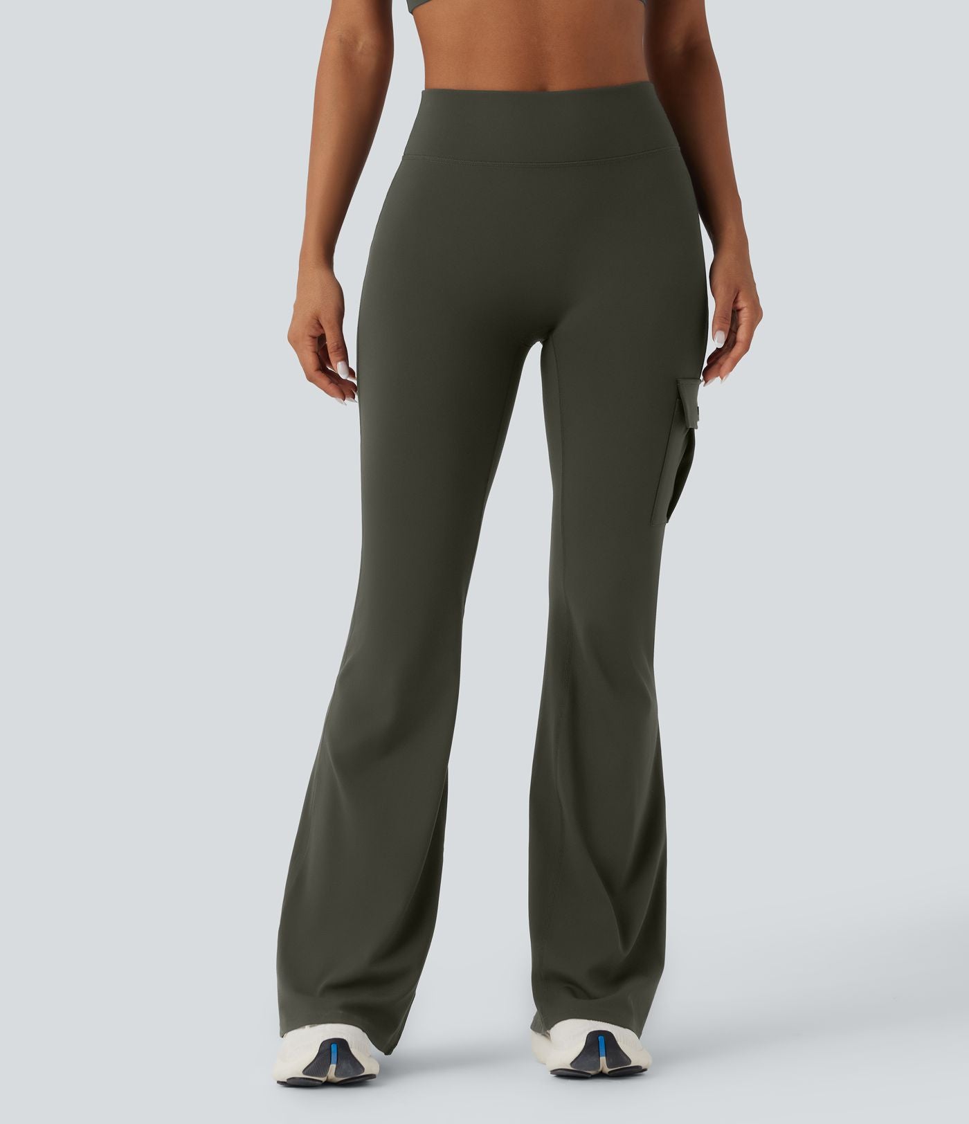 Pantalon évasé d'entraînement gainant froncé taille haute DayStretch avec poches
