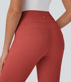 Pantalon corsaire décontracté taille moyenne à laçage avec poches arrière