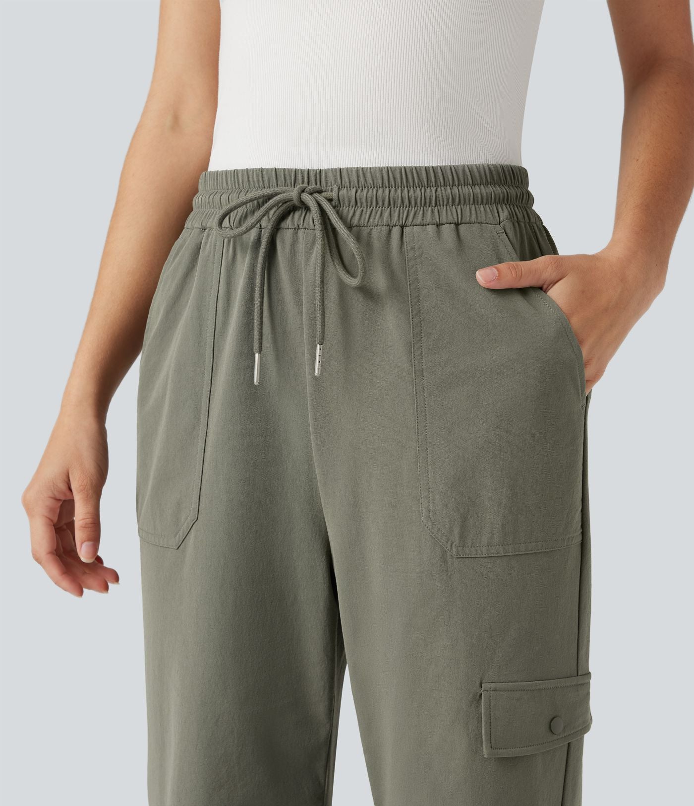 Pantalon de randonnée bootcut, taille haute, cordon et poches