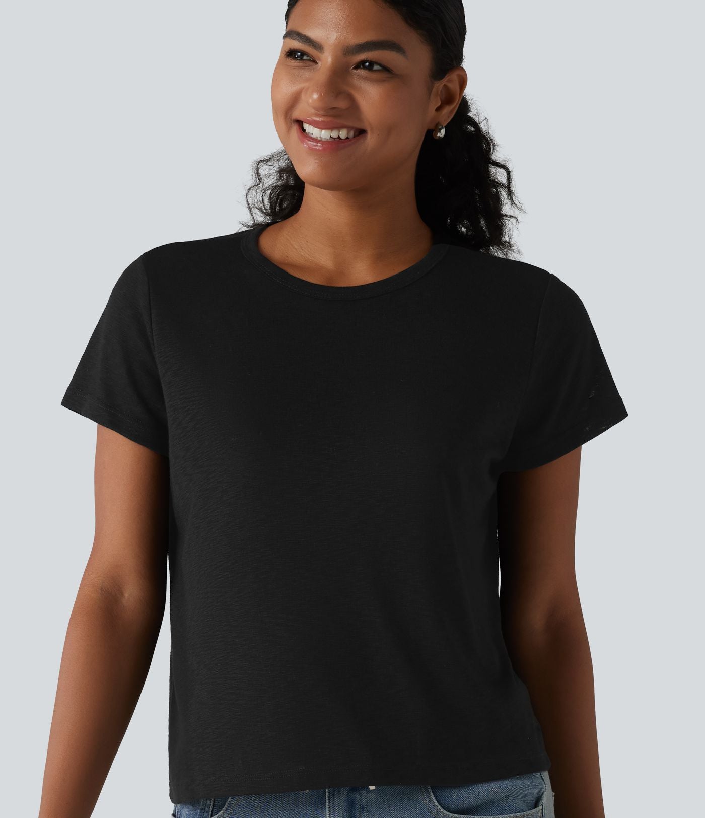 T-shirt décontracté col rond manches courtes