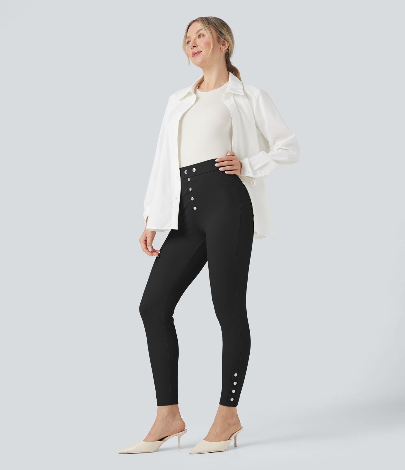 Pantalon tailleur skinny Halara Flex™ gainant taille haute chevrons avec poches