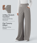 Pantalon tailleur large gainant taille haute en micro-gaufré avec poches Halara Flex™