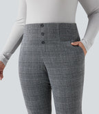 Pantalon tailleur skinny Halara Flex™ grande taille taille haute pied-de-poule à carreaux avec poches
