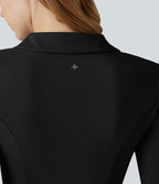 Top de sport tennis SoftlyZero™ Plush court col polo manches longues avec trous pouces