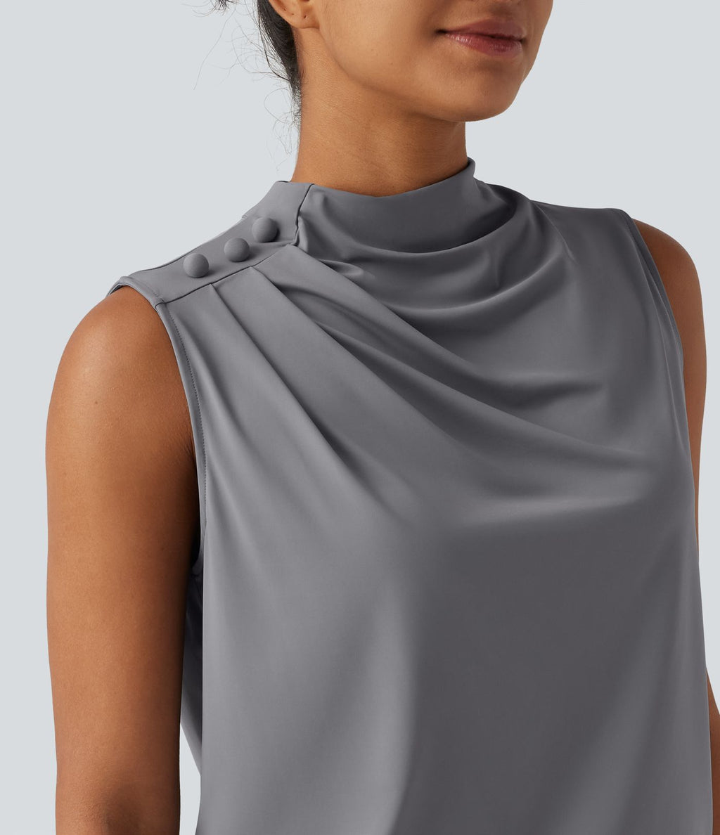 Haut tailleur sans manches à col cheminée et dos à découpe goutte d'eau à effet frais InstantCool, protection solaire UPF50+