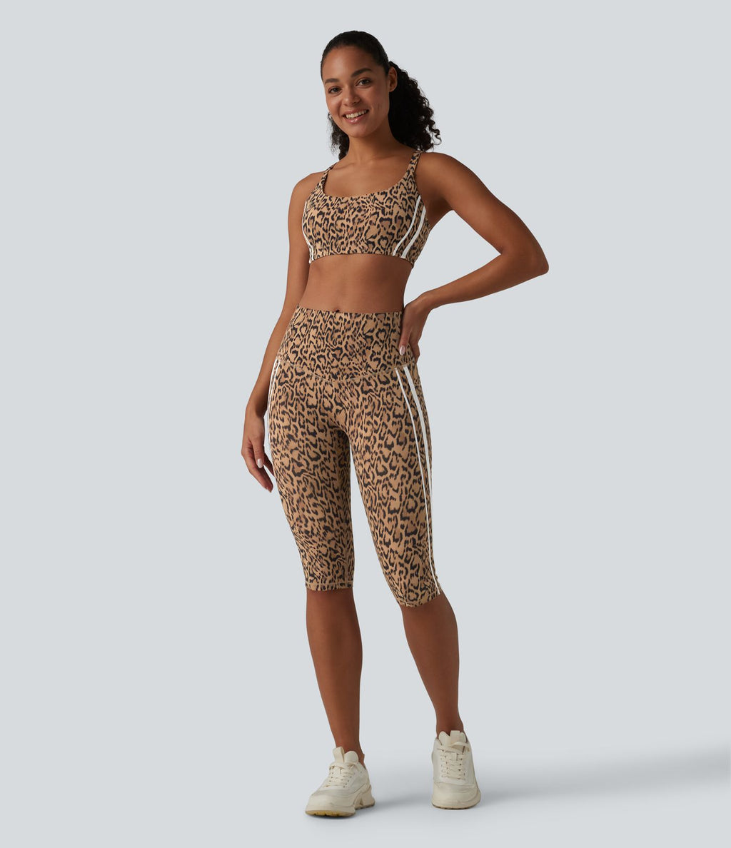 Halara UltraSculpt™ Legging corsaire de training gainant taille haute léopard color block avec poches
