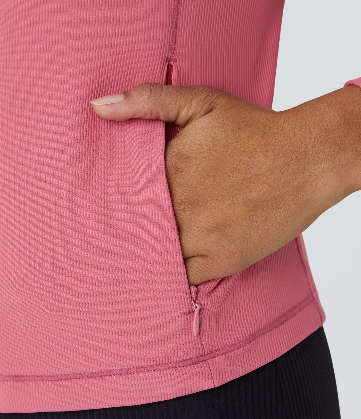 Patitoff™ Flow Veste Casual Courte à Col Montant Résistante aux Poils d'Animaux avec Fermeture Éclair Poches Latérales et Trou pour le Pouce