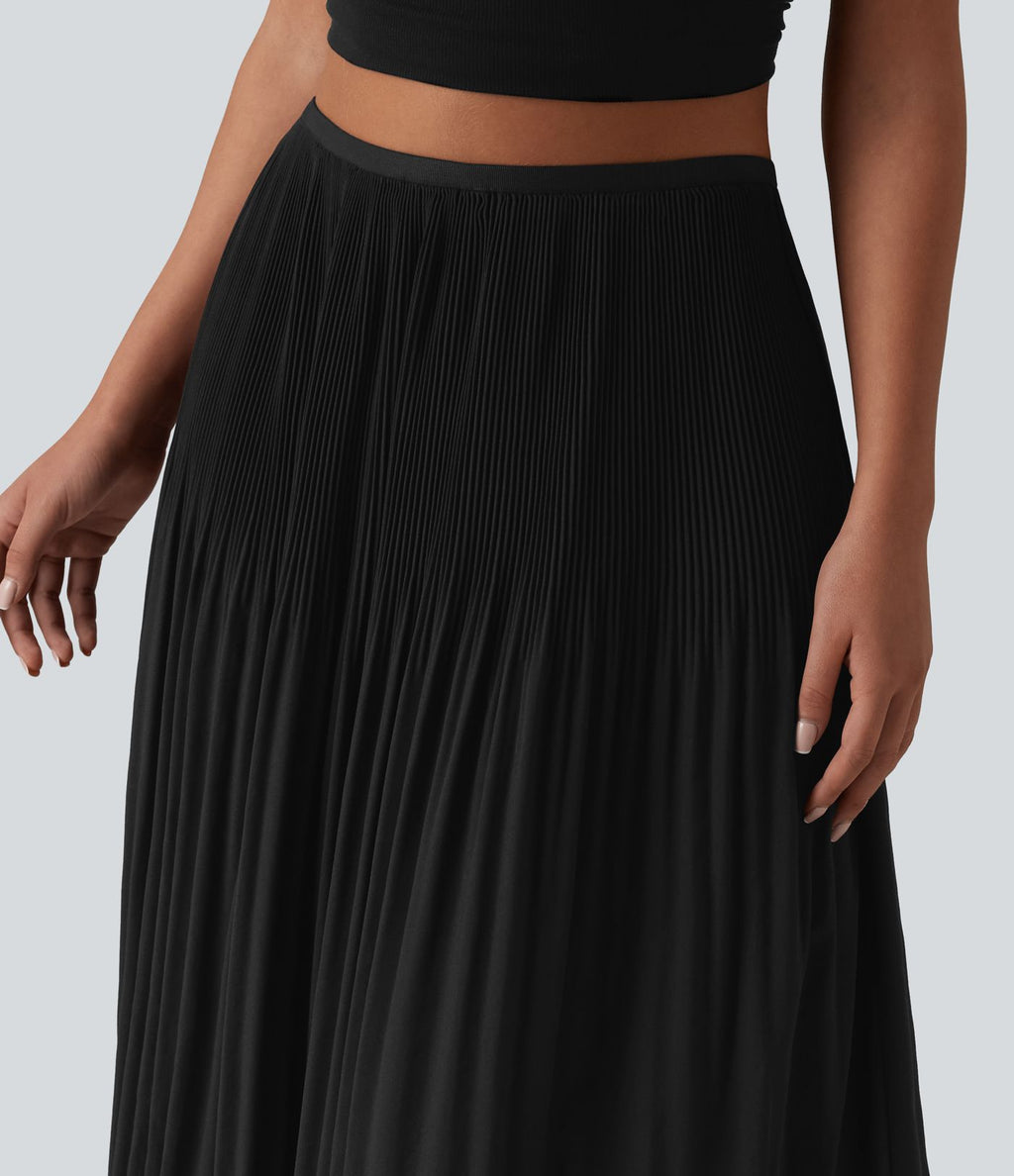 Jupe midi casual plissée taille haute