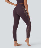 Softlyzero™ Legging Yoga 7/8 Taille Haute avec Poche au Dos Découpe Croisée et Dentelle Contrastante