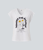 T-shirt casual Halara X Smiley® col V à manches courtes