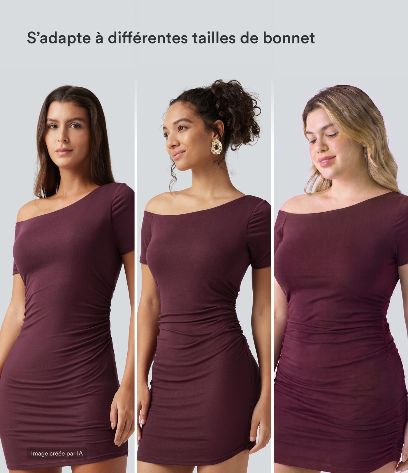 Robe-short mini moulante côtelée asymétrique accès facile Easy Peasy avec coussinets amovibles, poches et bonnets B à E
