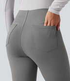 Pantalon tailleur bootcut taille haute ventre plat avec poches