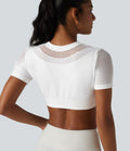 OneForm Seamless Flow Haut de sport crop col rond manches courtes avec découpes