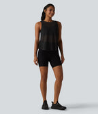 Débardeur de course transparent col rond ourlet arrondi - sans brassière de sport incluse