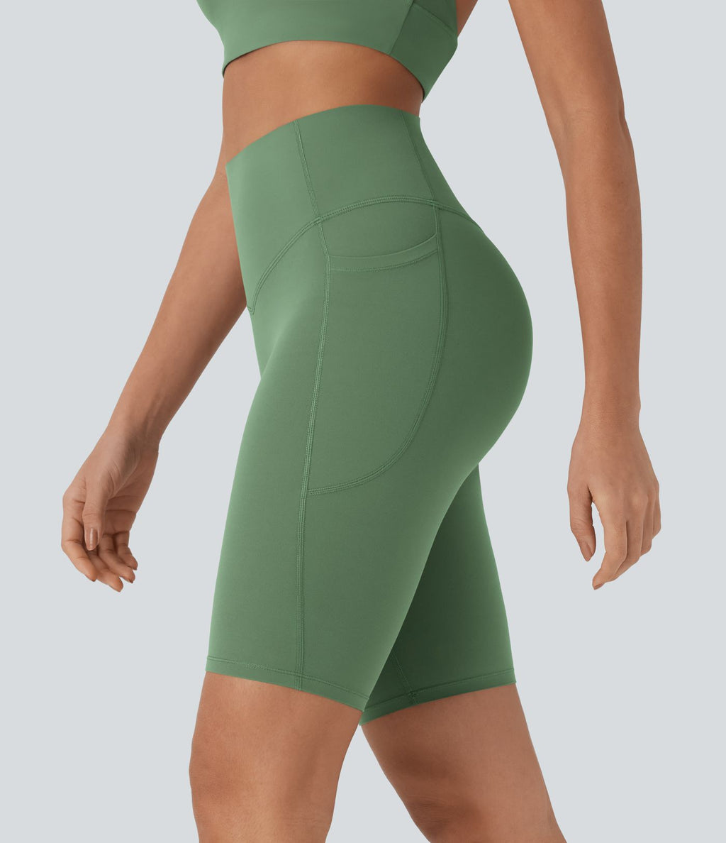 Short cycliste 22,8 cm d'entraînement gainant taille haute avec poches Halara UltraSculpt™