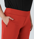 Pantalon tailleur évasé grande taille taille haute Halara Flex™ DayStretch avec poches zippées latérales