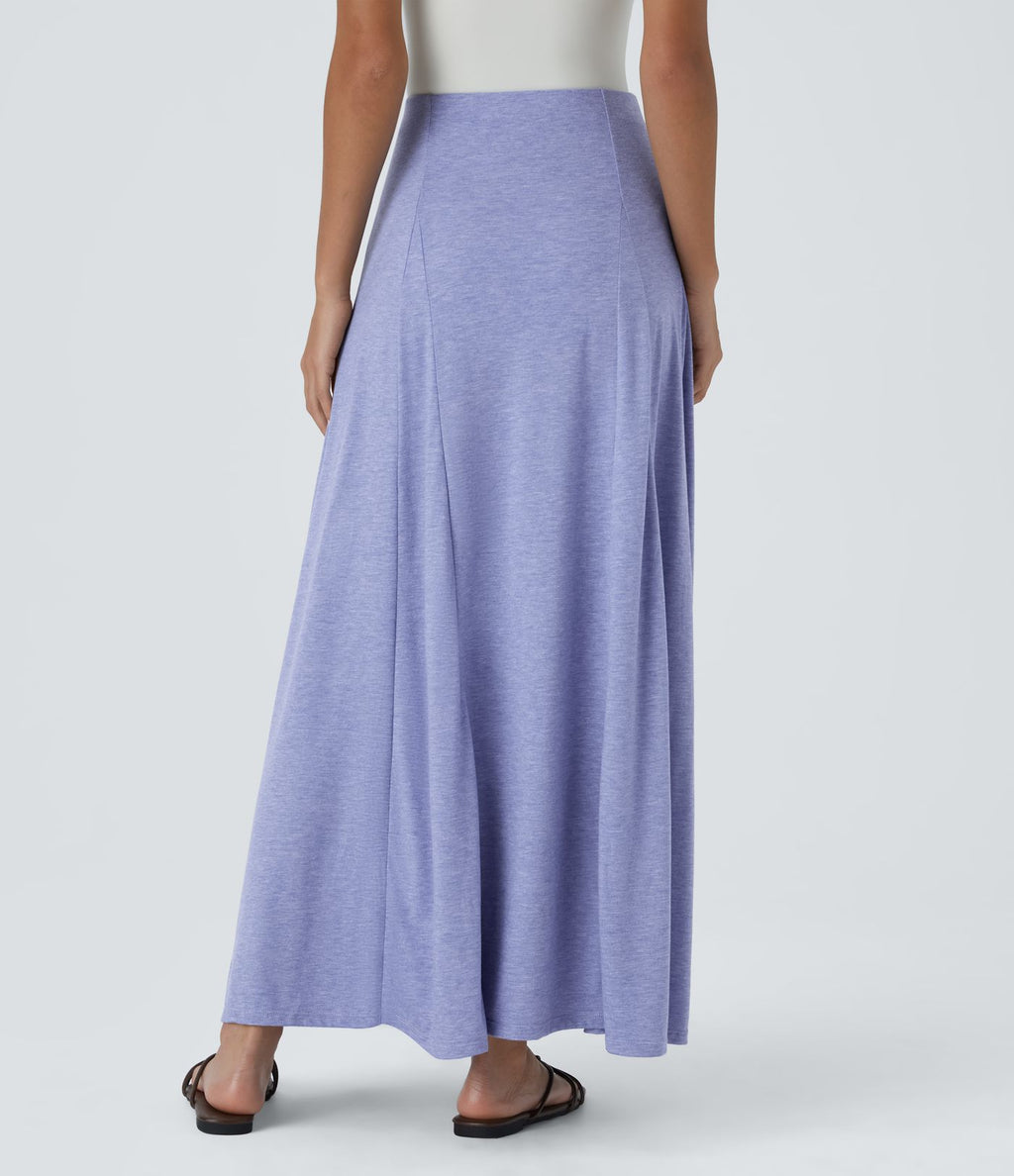 Jupe Évasée Casual Longue Fermeture Éclair Latérale Taille Haute