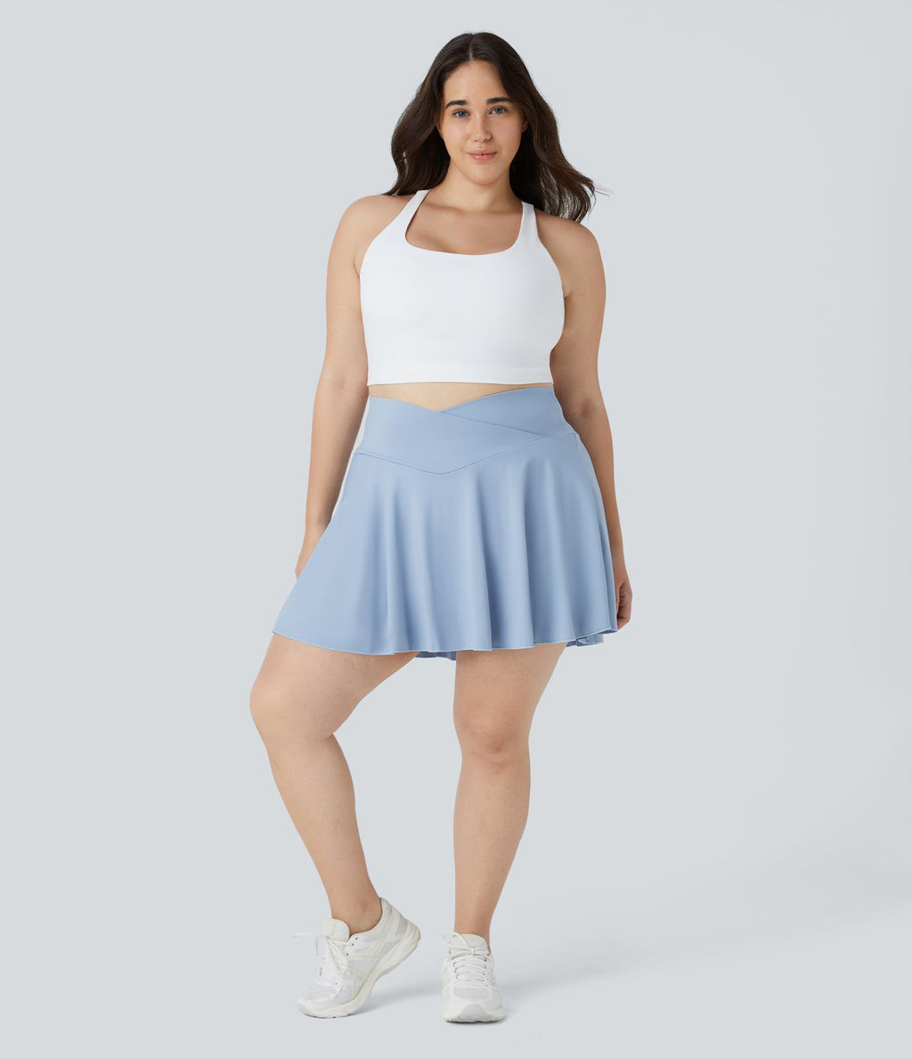 Jupe de tennis SoftlyZero™ Airy confortable 2-en-1 à taille haute croisée avec poches latérales, coupe évasée grande taille effet frais InstantCool, protection solaire UPF50+