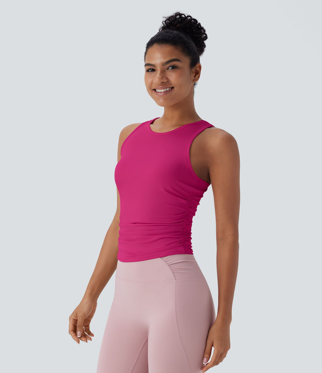 Débardeur de yoga dos nageur froncé col rond