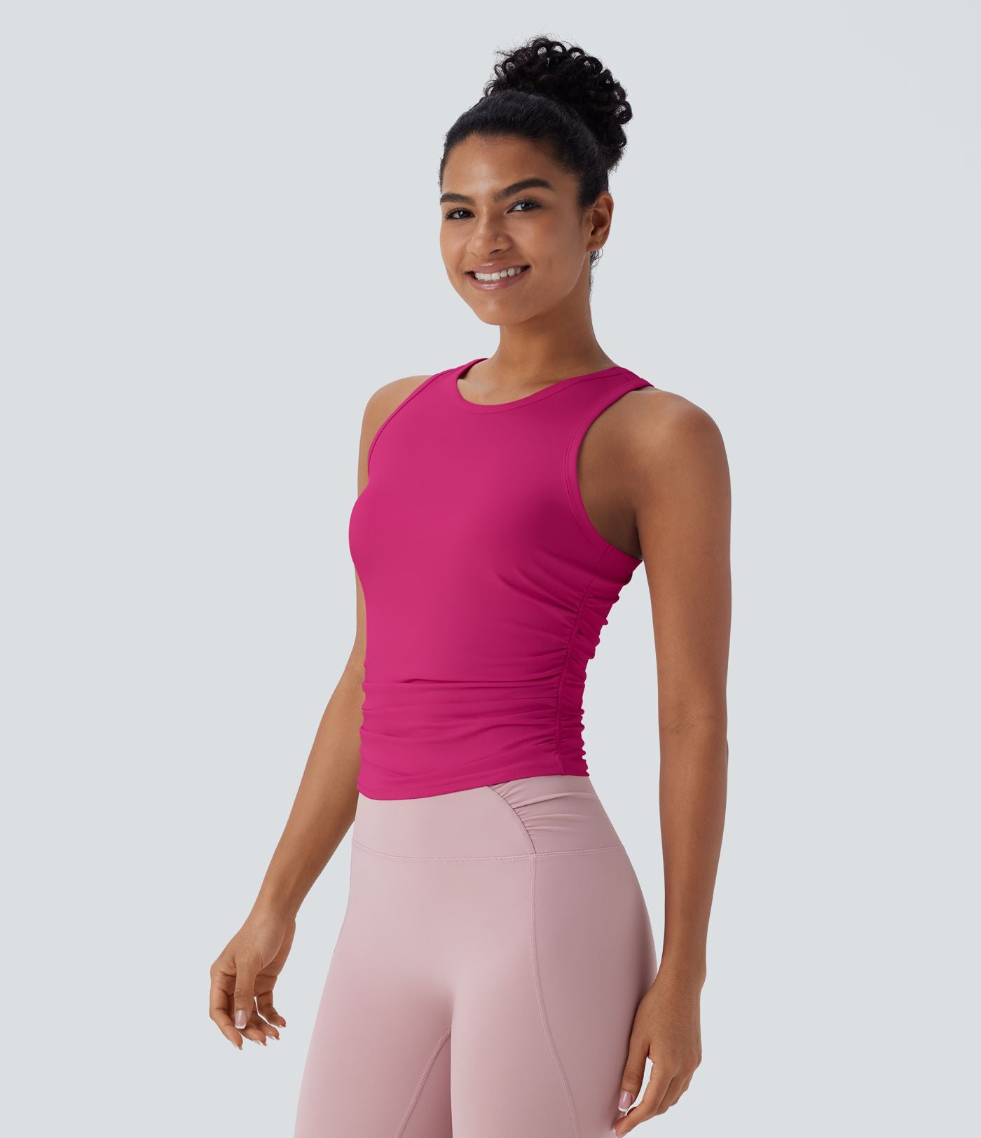 Débardeur de yoga dos nageur froncé col rond
