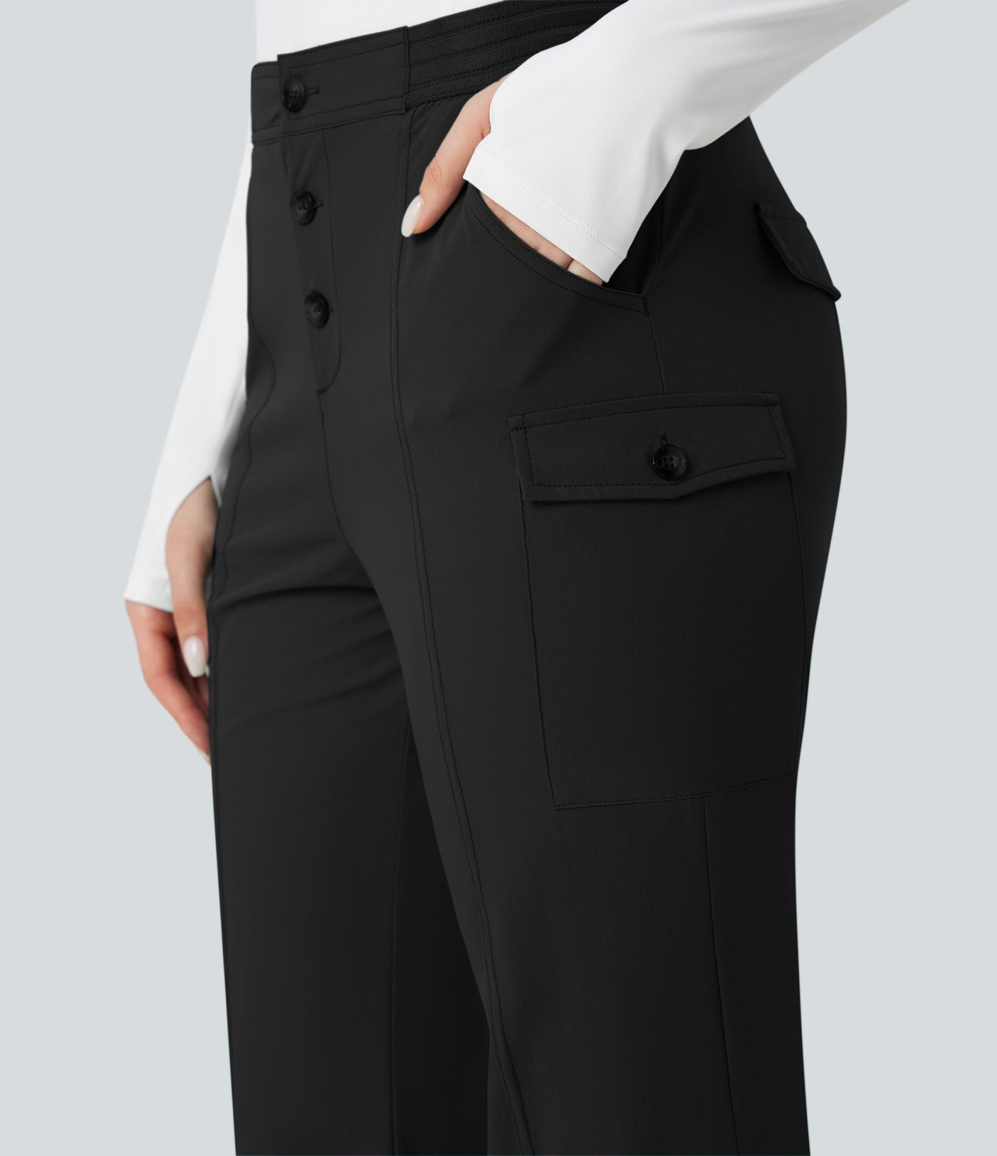 Pantalon de randonnée bootcut déperlant résistant à l'abrasion taille basse avec poches