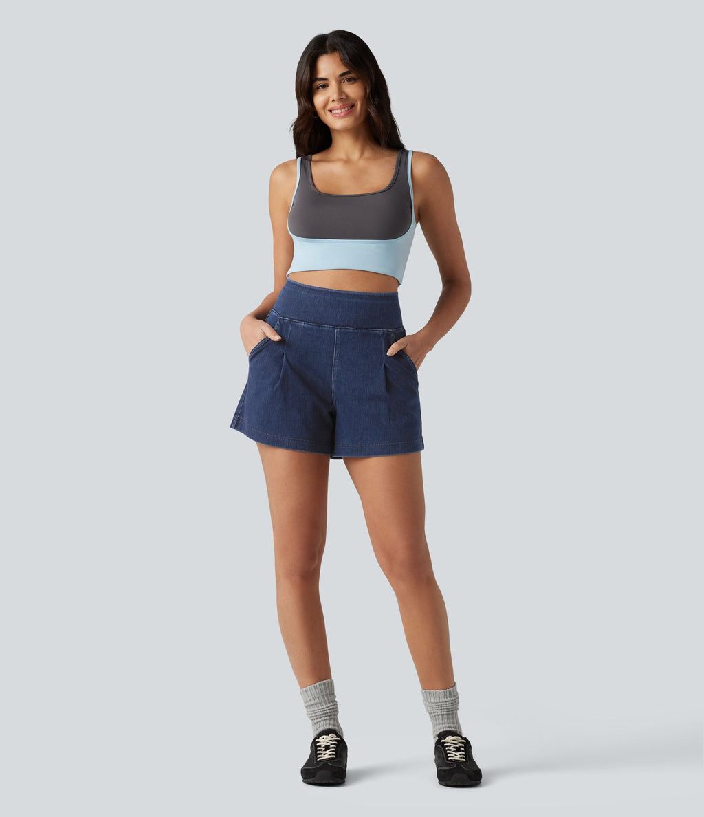 Short en jean ample Halara Flex™ taille haute décontracté avec poches