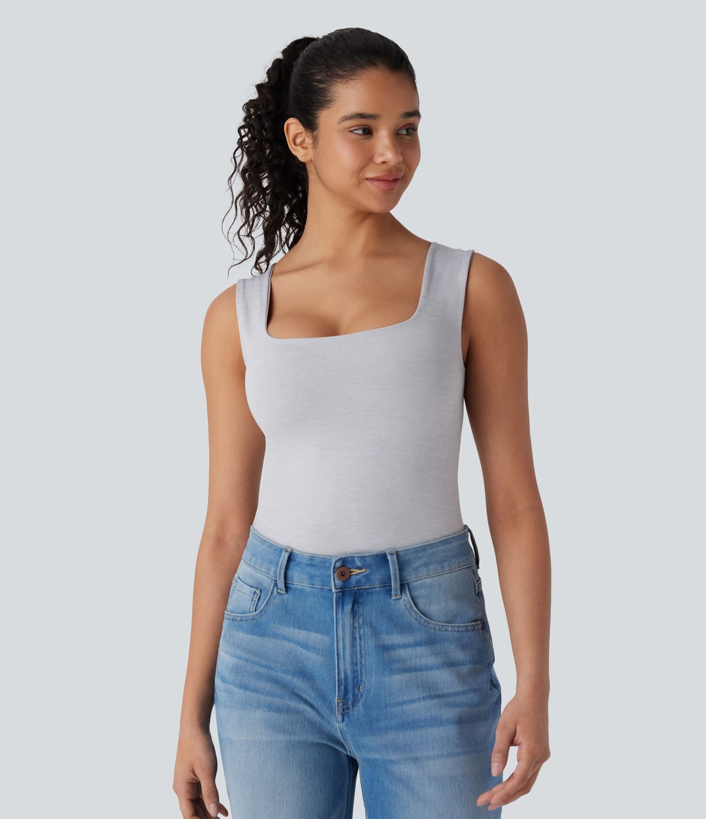 Haut d'intérieur 2-en-1 col U sans manches sans couture OneForm Seamless Flow