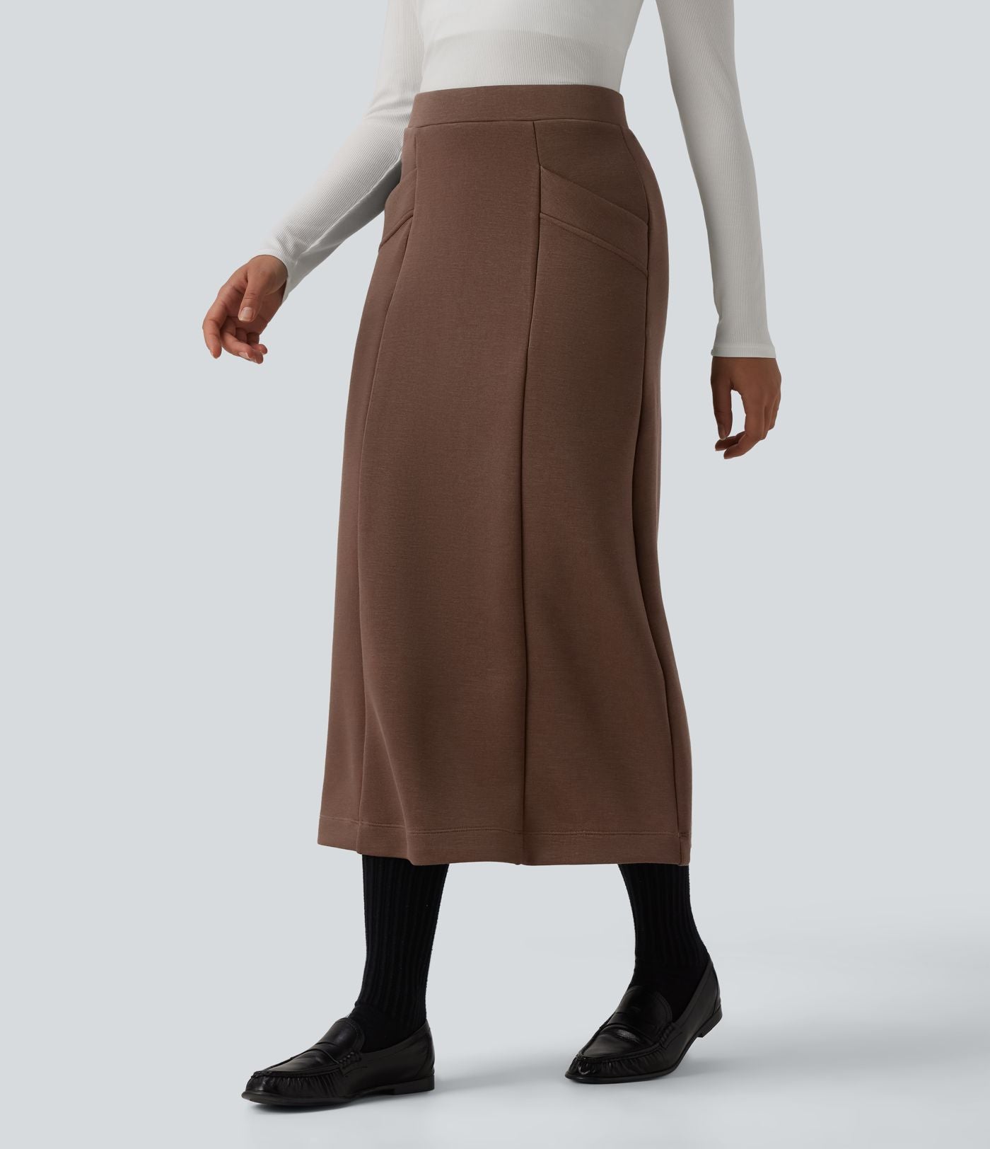 SpacerTek™ Jupe midi tailleur taille haute avec poches