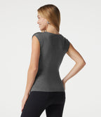 T-shirt casual sans manches à col V froncé