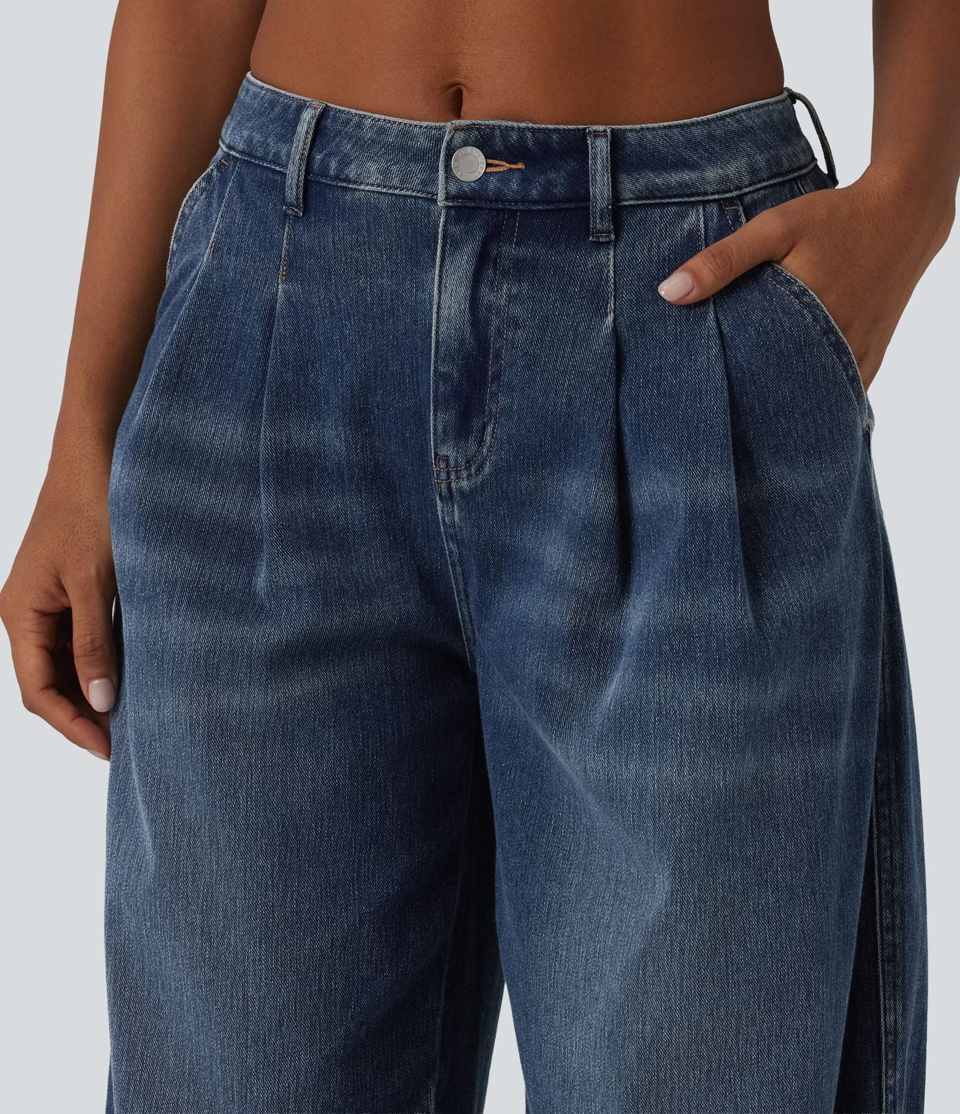 Halara Flex™ Jogging barrel en denim taille mi-haute avec poches