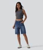 Halara Flex™ Bermuda en denim taille mi-haute avec poches