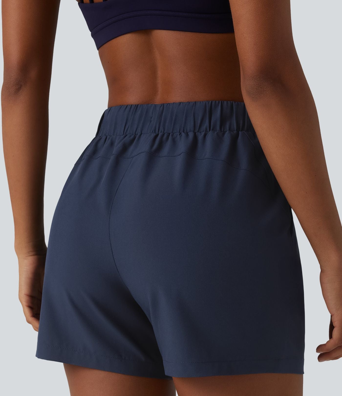 Short de yoga plissé taille haute élastique 12,5 cm avec cordon de serrage et poches