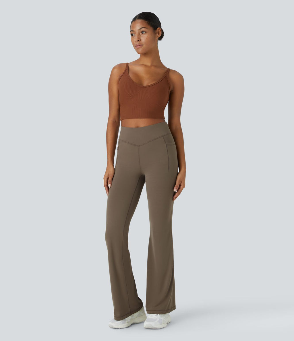 Pantalon évasé pleine longueur de course gainant taille mi-haute avec poches Halara UltraSculpt™