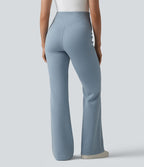 Pantalon évasé casual SpacerTek™ taille haute gainant en maille côtelée à poche