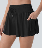 Short cycliste 17,5 cm de yoga gainant taille haute avec découpes - UPF50+ SoftlyZero™