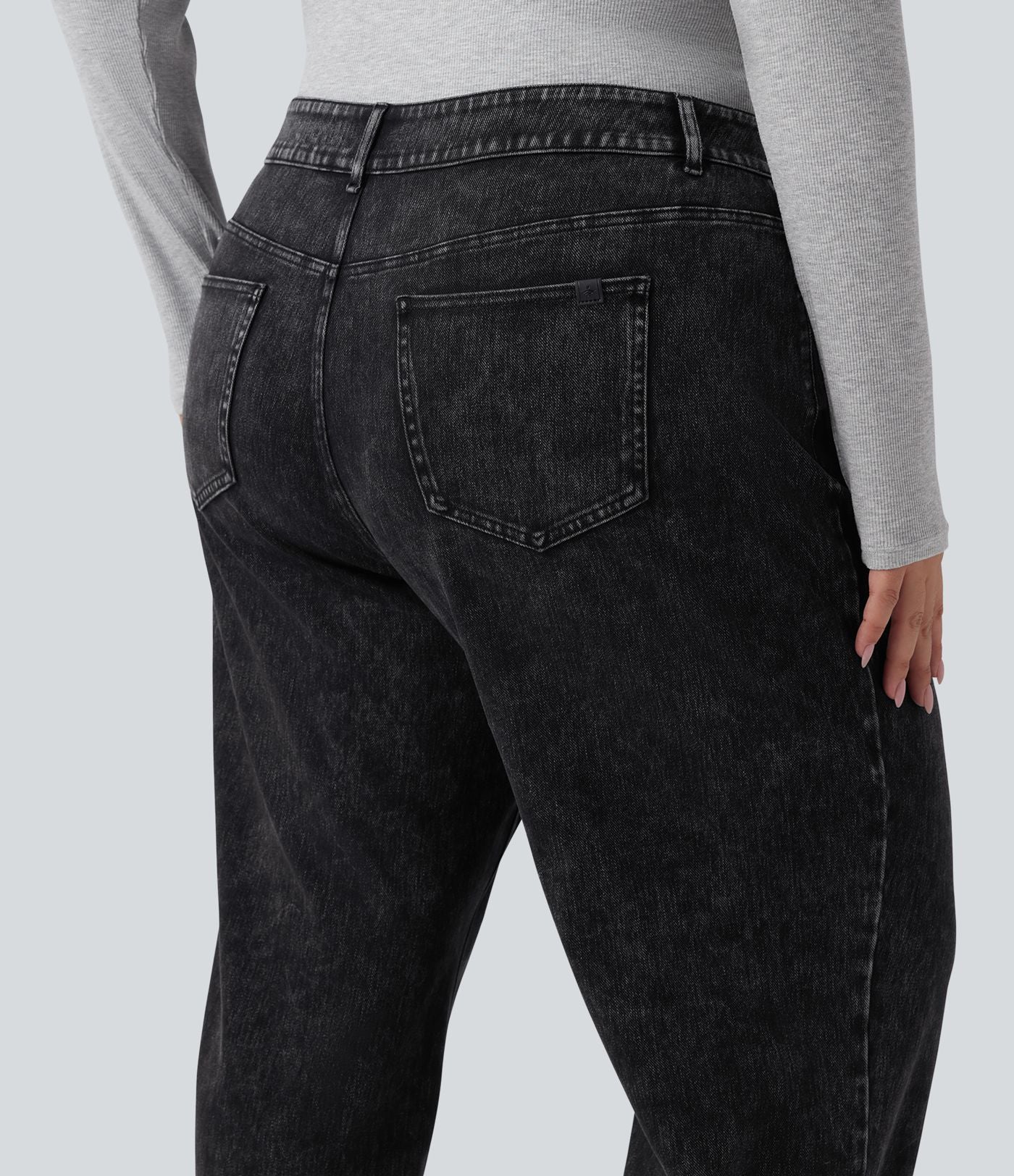 Halara Flex™ Jean casual grande taille jambe droite taille haute avec poches