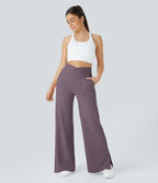 Pantalon yoga large croisé avec ourlet et poches DayStretch - Smile