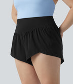 Short de yoga grande taille Breezeful™ à taille haute, ourlet croisé, séchage rapide et poche
