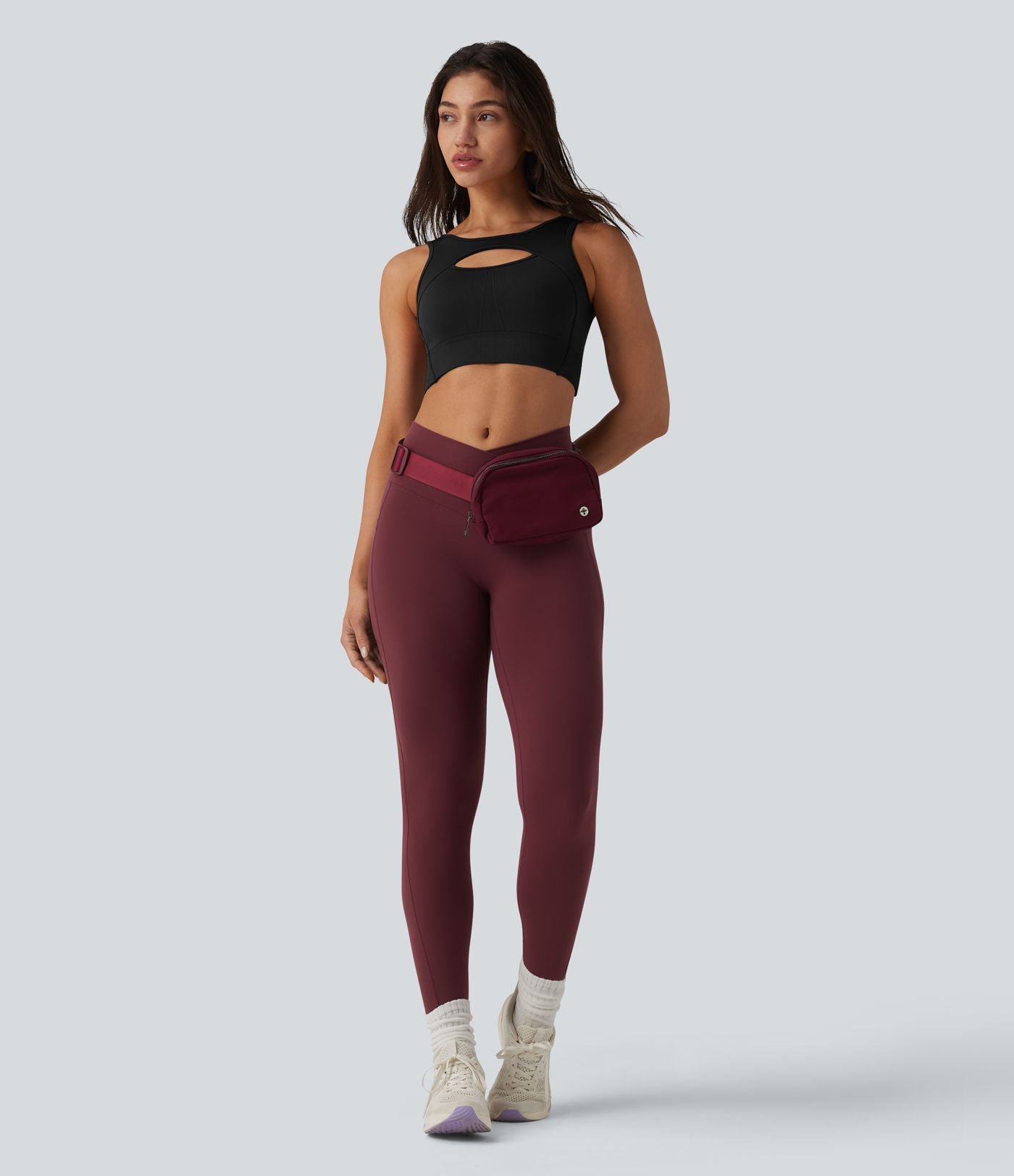 OneForm Brassière de sport de yoga sans coutures maintien léger avec découpes et soutien-gorge intégré réversible